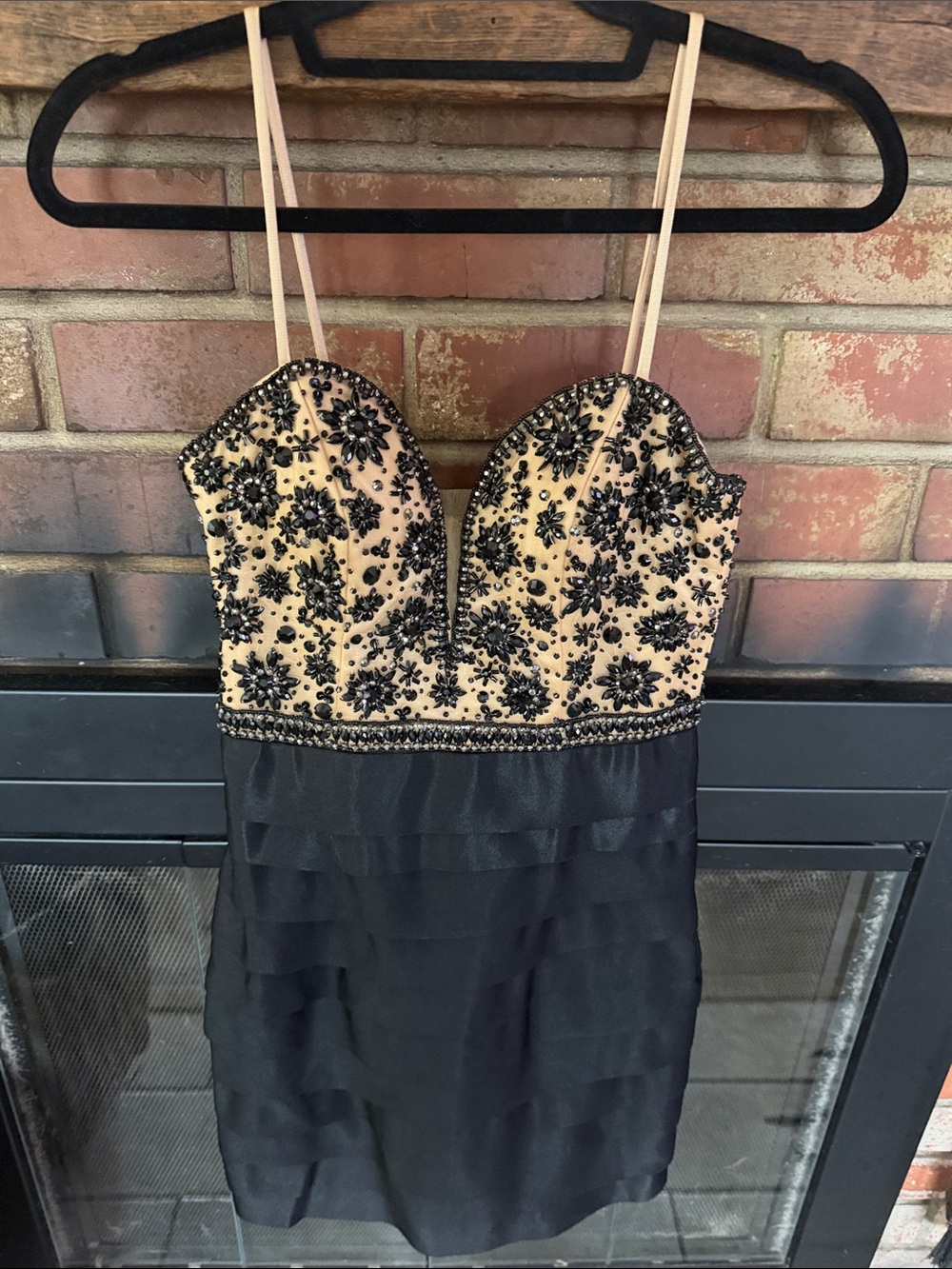 Vienna Prom Embellished Nude and Black Beaded Dress
